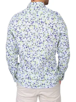 Chemise en coton biologique kaki à motifs floraux avec une coupe droite