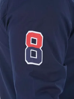 Chemise en coton biologique marine unie à coupe ajustée avec un col boutonné