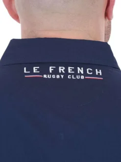 Chemise en coton biologique marine unie à coupe ajustée avec un col boutonné