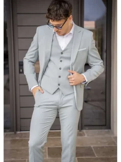 Chemise en coton biologique mélangé blanche unie à coupe droite et col français