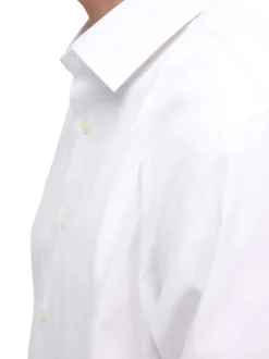 Chemise en coton biologique mélangé blanche unie à coupe droite et col français