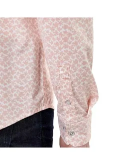 Chemise en coton biologique pêche imprimée coupe regular fit col américain