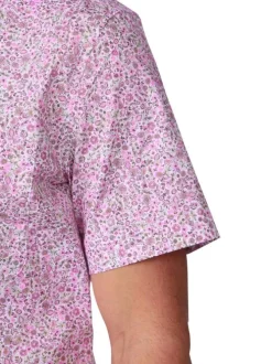 Chemise en coton biologique rose à motifs avec une coupe droite
