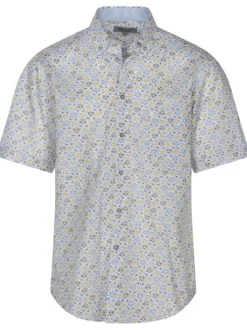 Chemise en coton blanc avec un imprimé fleuri et une coupe regular fit
