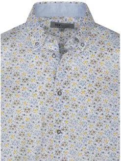 Chemise en coton blanc avec un imprimé fleuri et une coupe regular fit