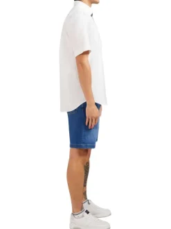 Chemise en coton blanche avec coupe regular fit col américain et manches courtes