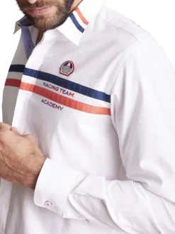 Chemise en coton blanche à bandes tricolores et à coupe regular fit