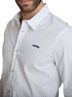 Chemise en coton blanche à coupe droite ornée d'un motif abstrait