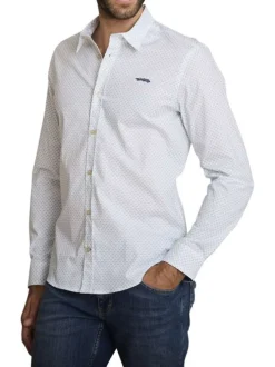 Chemise en coton blanche à coupe droite ornée d'un motif abstrait