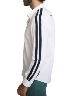 Chemise en coton blanche à coupe droite pourvue d'un col à revers
