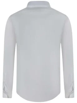 Chemise en coton blanche à coupe droite pourvue d'un col à revers