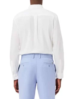 Chemise en coton blanche à coupe droite pourvue d'un col à revers