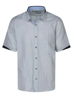 Chemise en coton blanche et bleue à motifs avec une coupe droite