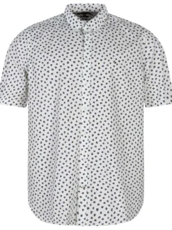 Chemise en coton blanche fleurie à coupe regular fit et col américain