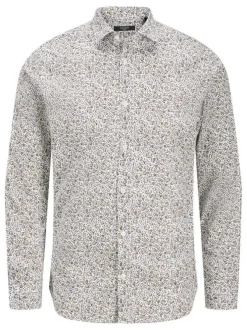 Chemise en coton blanche fleurie à coupe slim avec un col français
