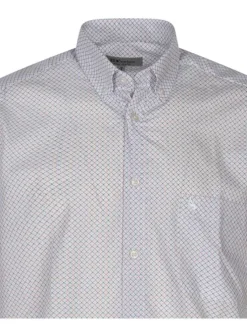 Chemise en coton blanche imprimé avec un col boutonné et une coupe droite