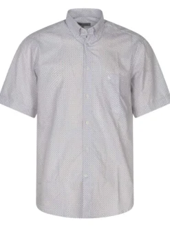 Chemise en coton blanche imprimé avec un col boutonné et une coupe droite