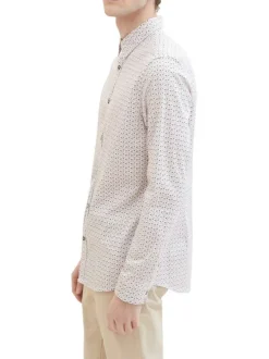 Chemise en coton blanche imprimé avec une coupe droite et un col français