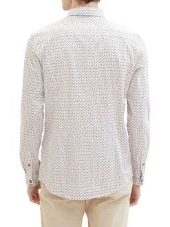 Chemise en coton blanche imprimé avec une coupe droite et un col français