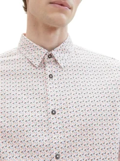 Chemise en coton blanche imprimé avec une coupe droite et un col français