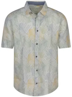 Chemise en coton blanche imprimée avec un col français et une coupe droite