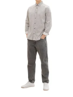 Chemise en coton blanche imprimée avec une coupe droite et un col français