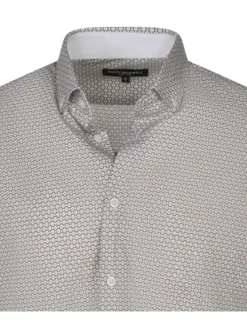 Chemise en coton blanche imprimée à col français et coupe droite