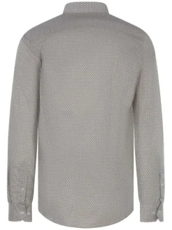 Chemise en coton blanche imprimée à col français et coupe droite