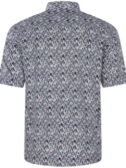 Chemise en coton blanche imprimée géométrique avec un col français