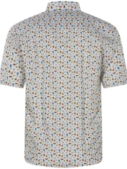 Chemise en coton blanche imprimée par des visages avec un col français