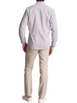 Chemise en coton blanche à imprimé minis formes géométriques et à coupe regular