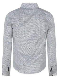 Chemise en coton blanche à minis motifs avec une coupe slim et le logo brodé