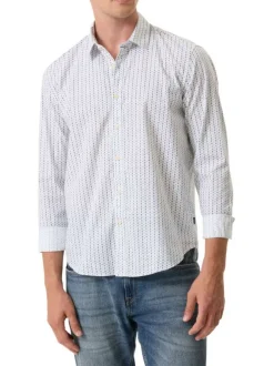 Chemise en coton blanche à motifs imprimés avec une coupe droite