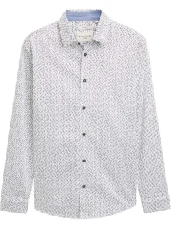 Chemise en coton blanche à petits imprimés avec une coupe ajustée