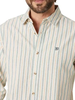 Chemise en coton blanche à rayures pourvue d'un col français