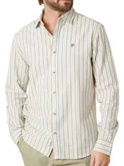 Chemise en coton blanche à rayures pourvue d'un col français