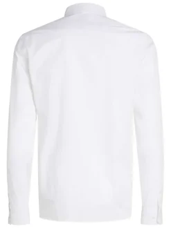 Chemise en coton blanche unie avec une coupe ajustée et le logo en petit