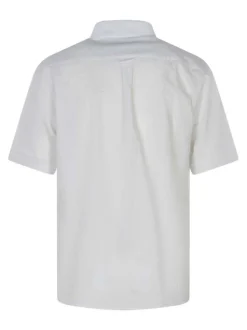Chemise en coton blanche unie avec une coupe droite et un col américain
