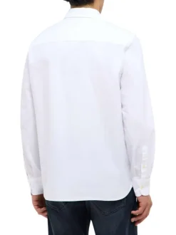 Chemise en coton blanche unie avec une coupe droite et un col américain