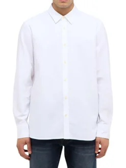 Chemise en coton blanche unie avec une coupe droite et un col américain