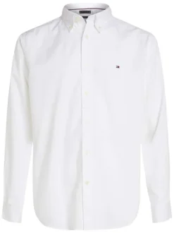Chemise en coton blanche unie avec une coupe droite et un col américain