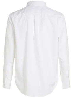 Chemise en coton blanche unie avec une coupe droite et un col américain