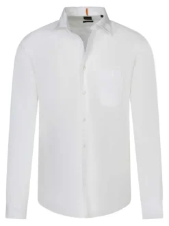 Chemise en coton blanche unie avec une coupe droite et un col français