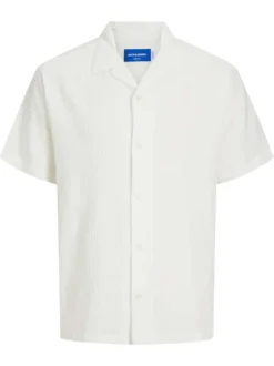 Chemise en coton blanche unie avec une coupe droite et un col français