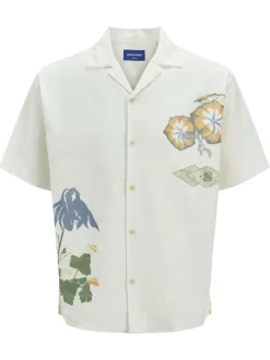 Chemise en coton blanche unie avec une coupe droite et un col français