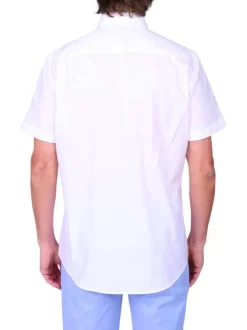 Chemise en coton blanche unie avec une coupe droite et un col à revers