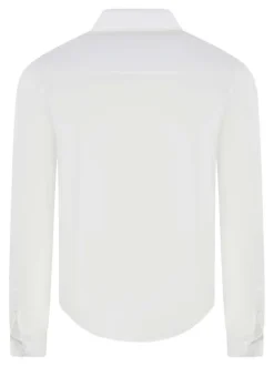 Chemise en coton blanche unie avec une coupe regular fit et le logo brodé