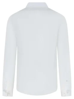 Chemise en coton blanche unie avec une coupe slim et un col français