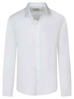 Chemise en coton blanche unie avec une coupe slim et un col français