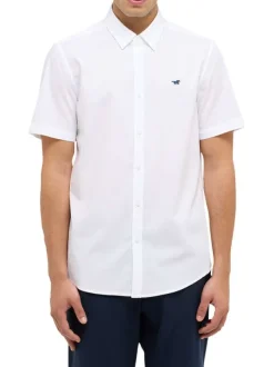 Chemise en coton blanche unie avec une coupe slim et un col français